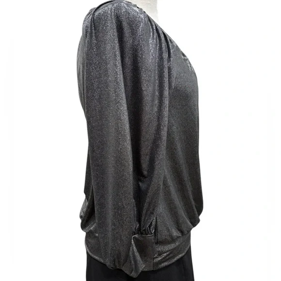 Karen Kane Black Metallic Shimmery Pullover Blouse - Picture 5 of 9